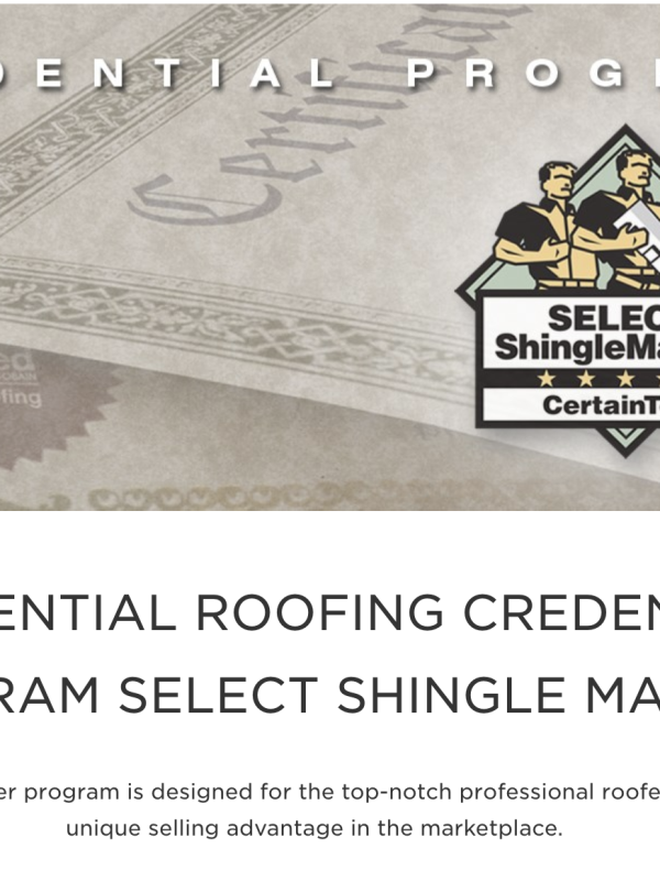 Why is being a Select Certainteed Shingle Master important?