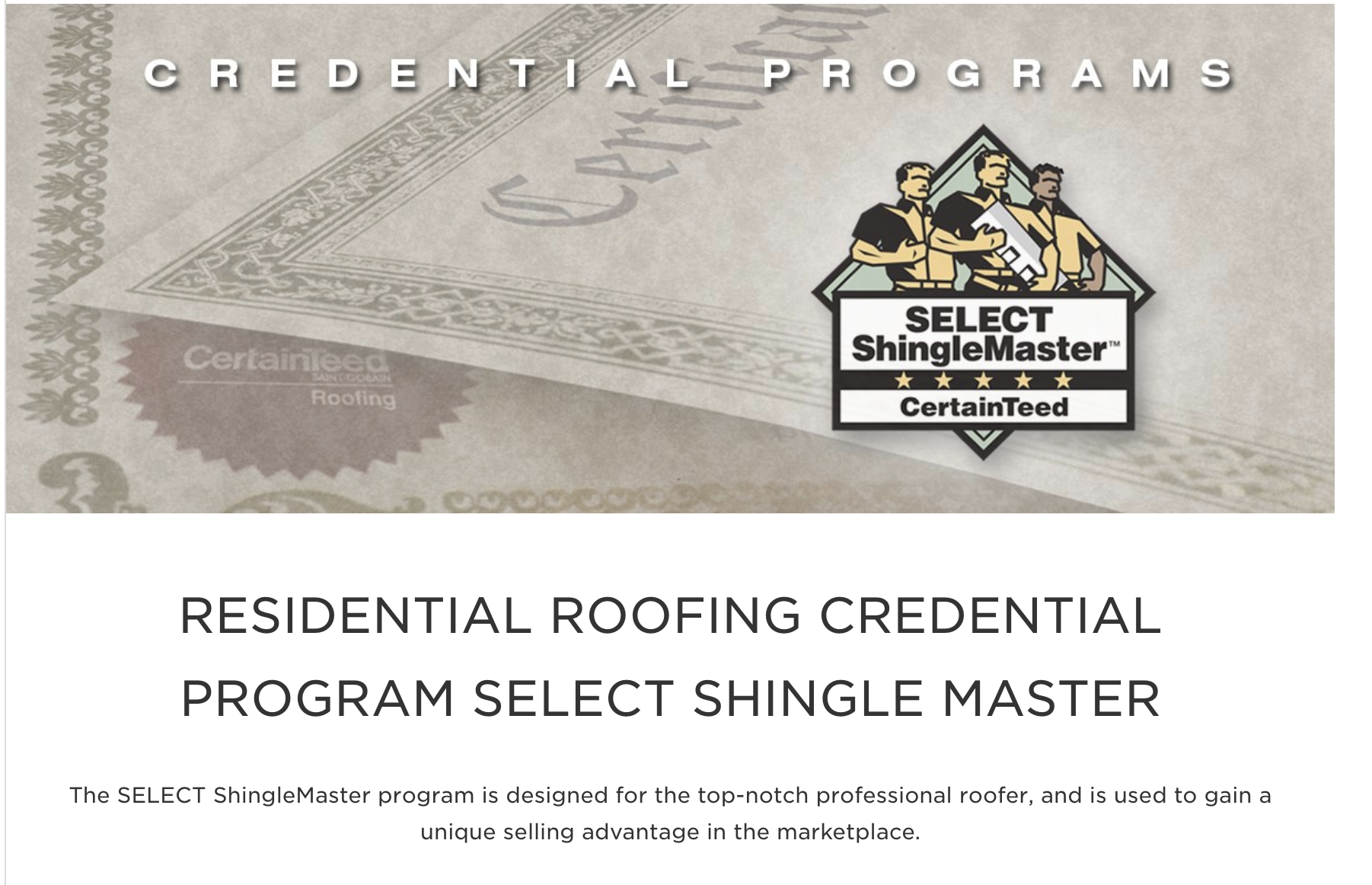 Why is being a Select Certainteed Shingle Master important?